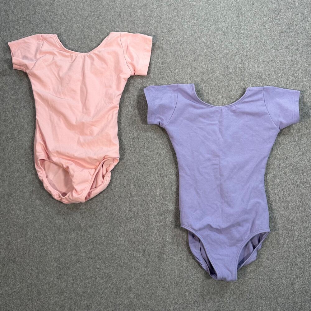 Eurotard Dancewear Girls Leotards Lot of 2 - Size INT Pink Purple Short Sleeve